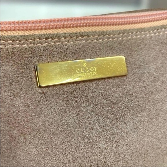 Gucci Blush Suede Shoulder Bag with Tan Strap - Picture 2 of 14